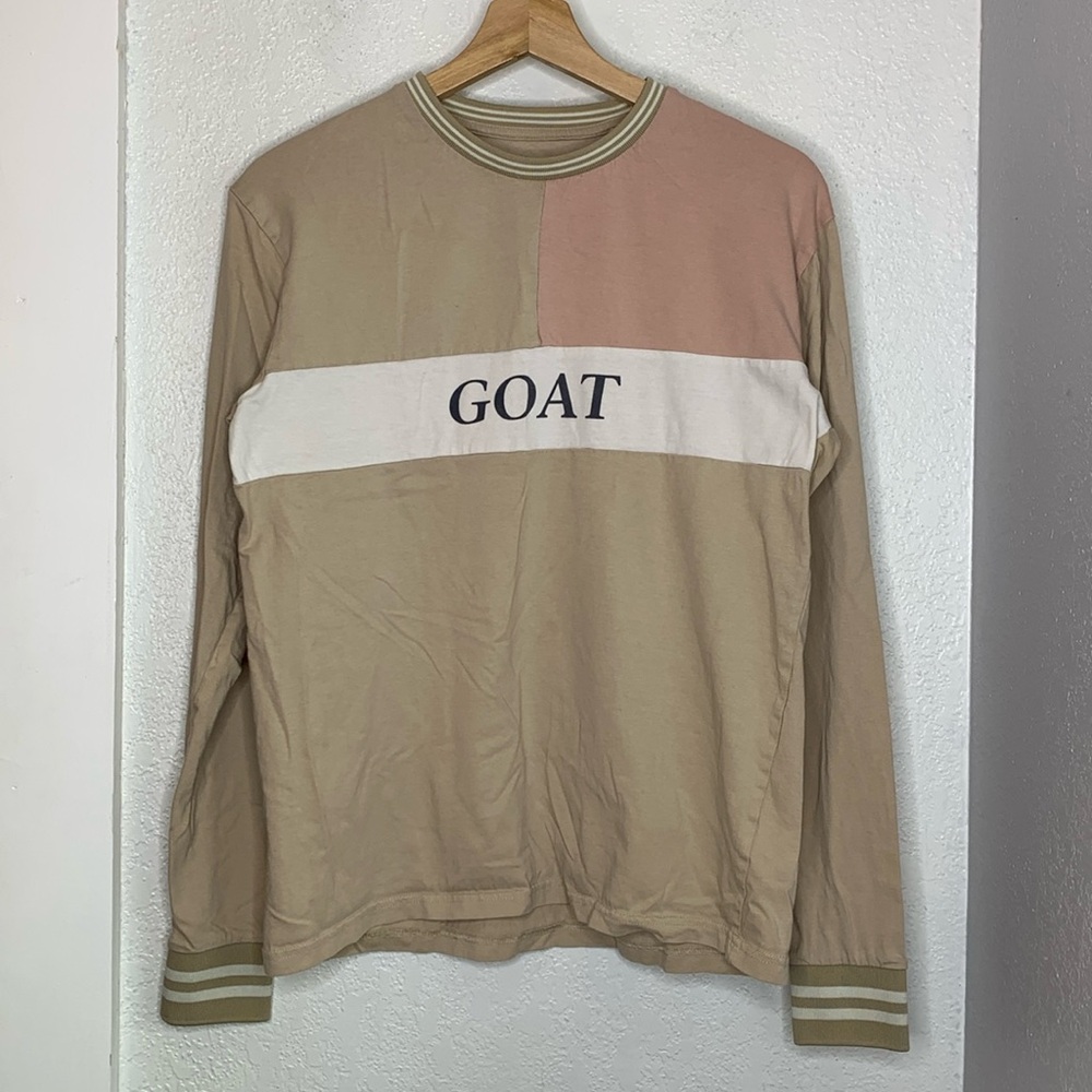Cactus Man Ricky Singh GOAT Colorblock Long Sleeve Shirt Small Neutral Beige